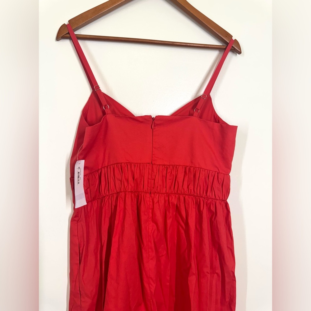 NWT Donna Morgan Red Cotton Ruched around waist SunDress w/ Pockets Size 8 - Picture 9 of 15